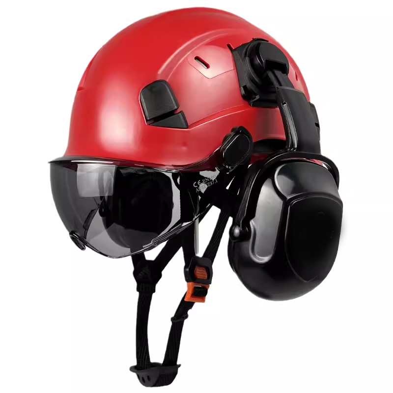Mining use safety helmets with goggles and earmuffs