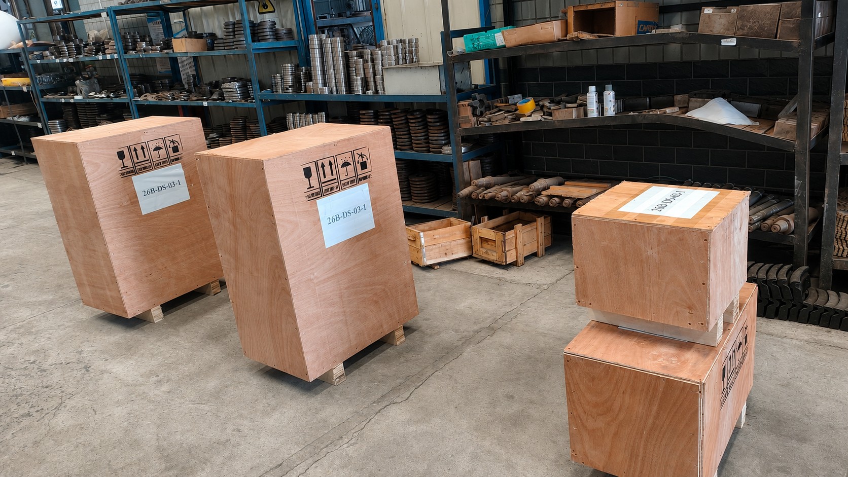 Matching components prepared in protective wooden cases before delivery.jpg