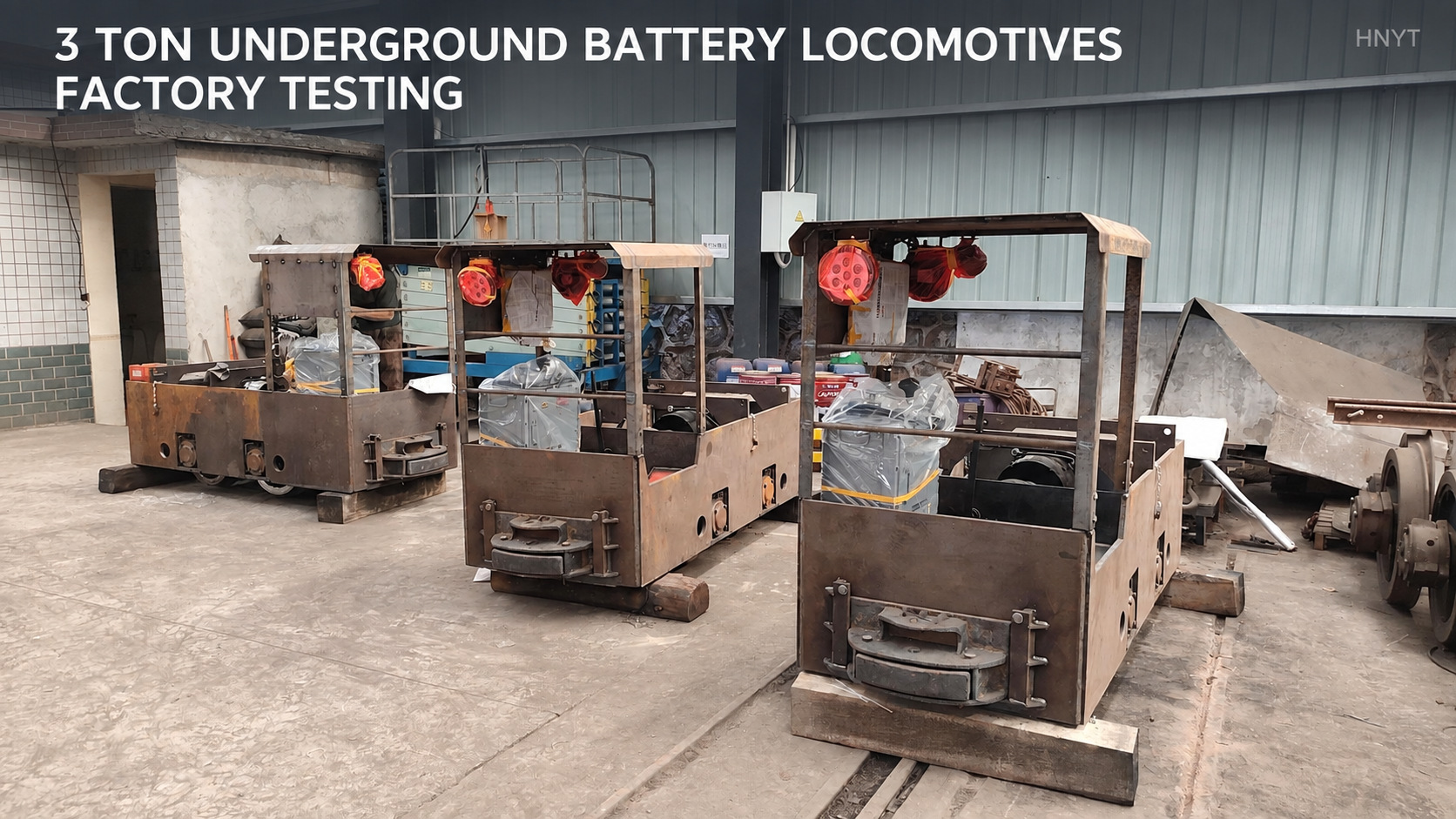 Three Customized 3 Ton Underground Battery Locomotives Complete Factory Te